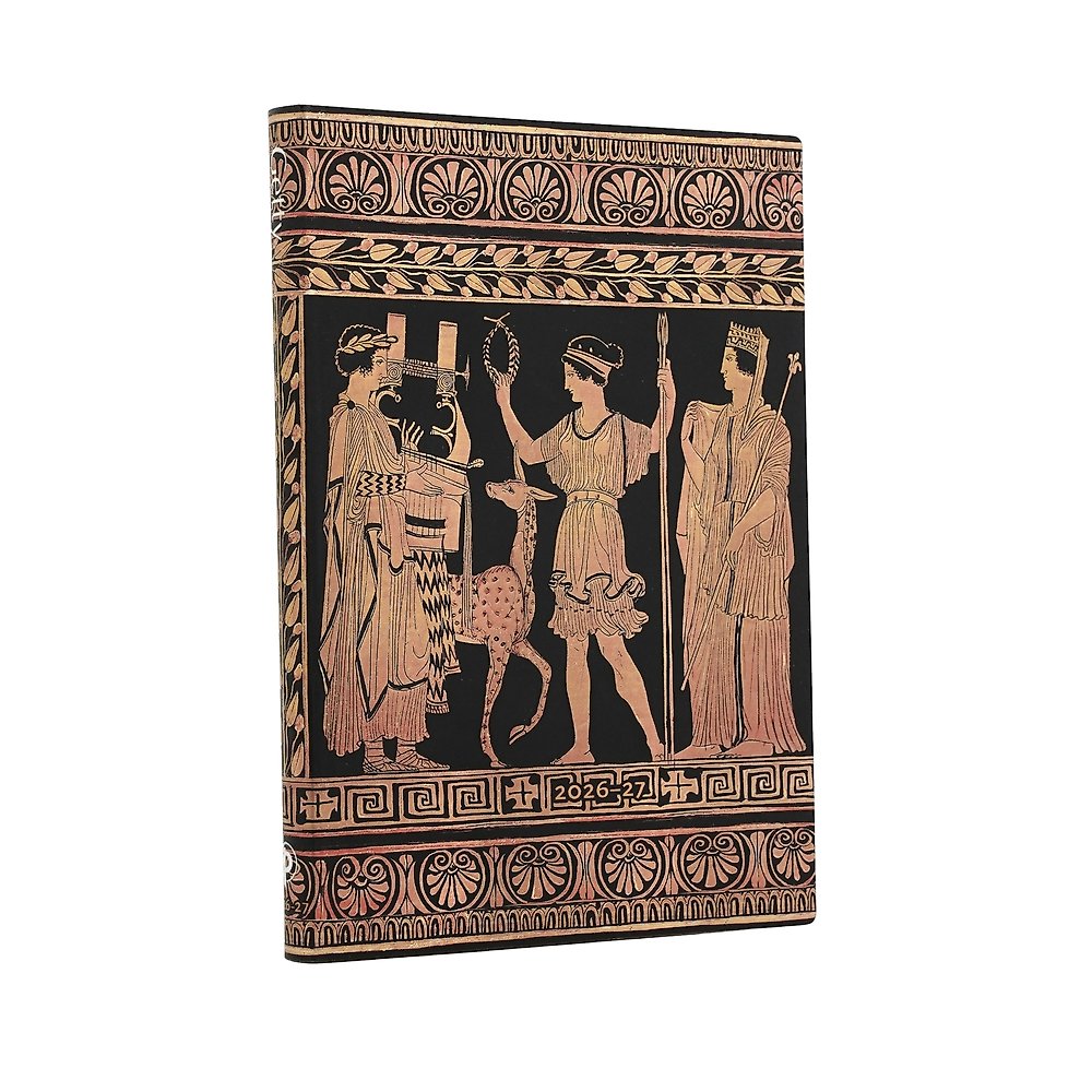 2027 Gathering of Deities (Ancient Greek Pottery) Midi 18-Month Softcover Dayplanner (Elastic Band Closure) Horizontal
