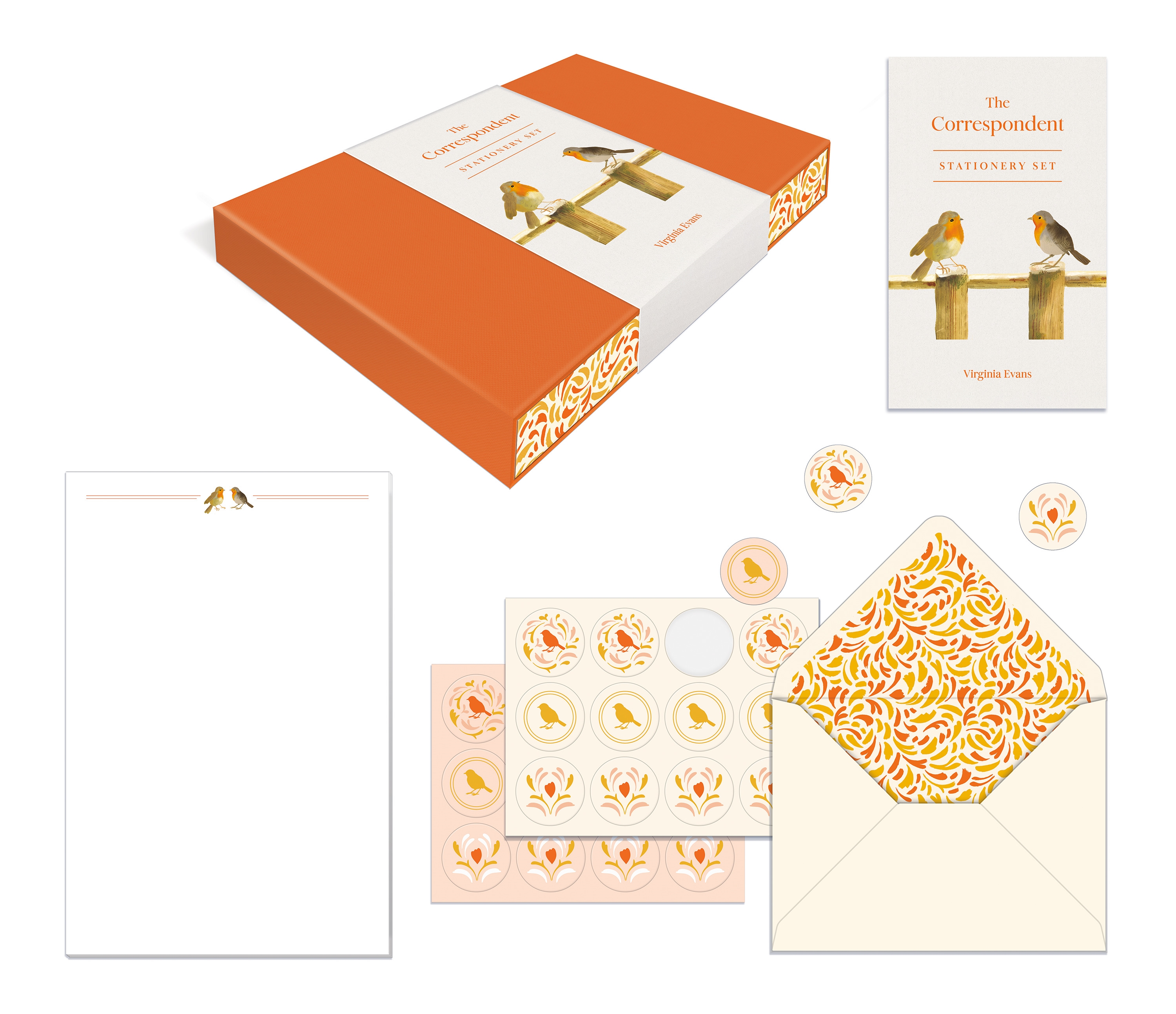 The Correspondent Stationery Set (Boxed Stationery) 20 Sheets of Writing Paper, 20 Matching Envelopes, and 24 Envelope Sticker Seals
